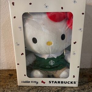 Starbucks Hello Kitty 2025 Limited edition Plush with Red Bow and Green Apron
